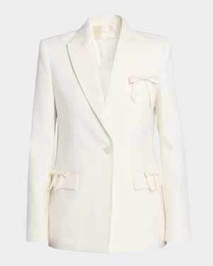 Shayne Wool-Blend Bow-Embellished Blazer