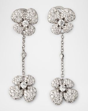 Ischia 18K White Gold Diamond Flower Drop Earrings