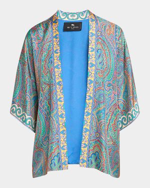 Kesa Arnica-Print Silk Robe