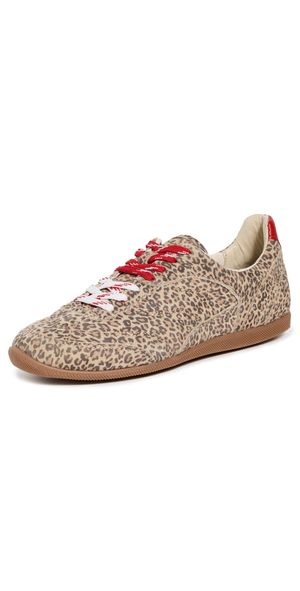 Dolce Vita Laini Sneakers Tan Leopard Printed Suede 7.5