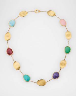 Lunaria 18K Yellow Gold Necklace with Mixed Stones