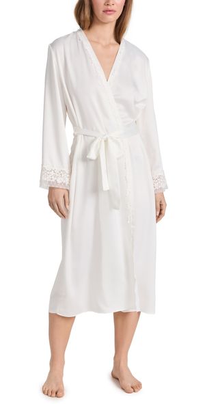 Flora Nikrooz Showstopper Charmeuse Robe Ivory XS