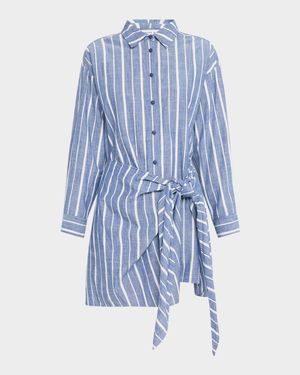 Alessandra Striped Chambray Mini Shirtdress