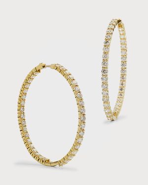18K Yellow Gold Inside Outside Diamond Hoop Earrings