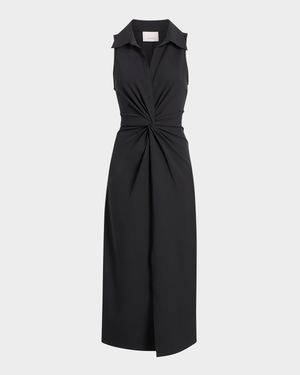 Mckenna Sleeveless Twist-Front Midi Dress