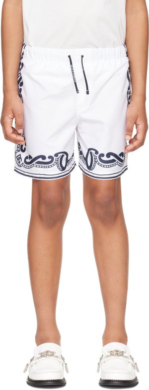 Dolce&Gabbana Kids White Bandanna Print Swim Shorts
