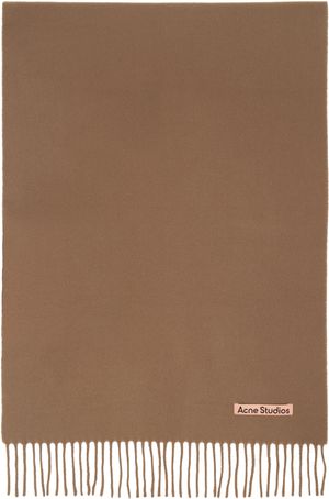 Acne Studios Brown Fringe Wool Narrow Scarf