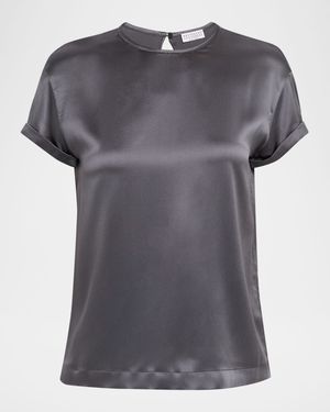 Monili Stretch Satin T-Shirt
