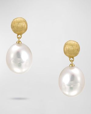 Africa 18K Yellow Gold Small Pearl Drop Earrings