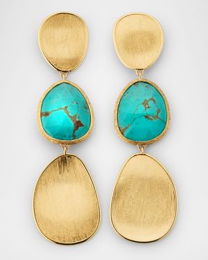 Lunaria 18K Yellow Gold Drop Earrings with Turquoise
