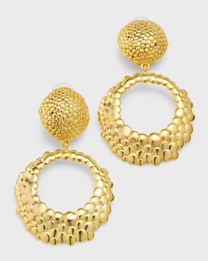 Round Gold Hammered Clip-On Hoop Earrings