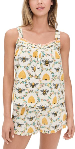 Printfresh Back to Bed Shorts PJ Set Sweet Bee/Cream XS