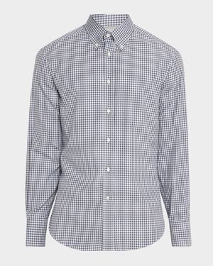Men's Cotton Gingham Button-Collar Sport Shirt