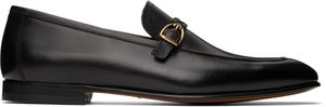 TOM FORD Black Burnished Leather Martin Loafers
