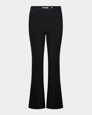 Cropped Flare-Leg Pintuck Pants