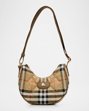 Horseshoe Quilted Check Nylon Crossbody Bag