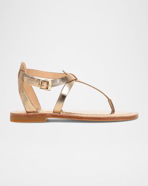 Taylor Metallic Ankle-Strap Thong Sandals