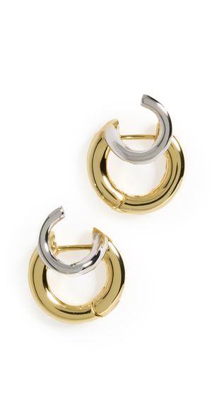 SHASHI Super Katerina Two Tone Hoops Gold/Silver One Size