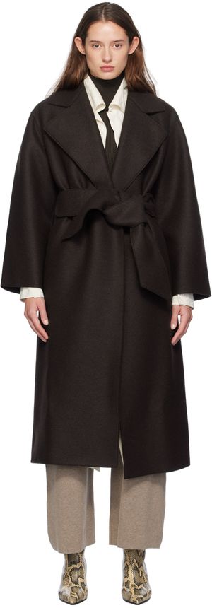 Harris Wharf London Brown Belted Clutch Coat