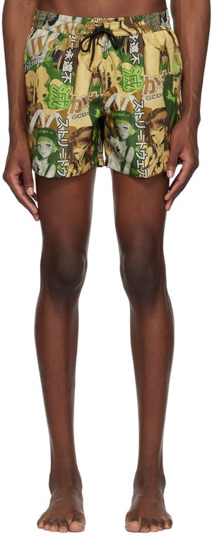 GCDS Green Hentai Swim Shorts