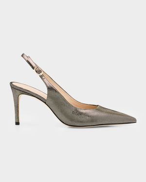 75mm Stuart Power Leather Noir Slingback Pumps