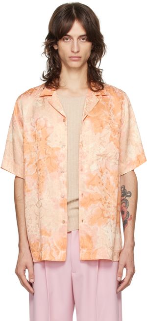 Dries Van Noten Orange Satin Shirt
