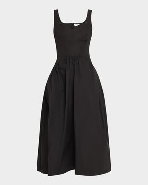 Sweetheart Sleeveless Fit-&-Flare Midi Dress