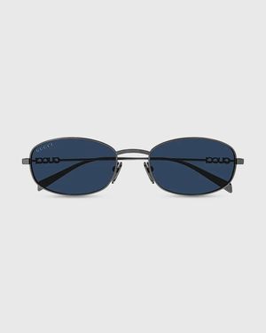 Gucci Block 54mm Oval Metal Sunglasses