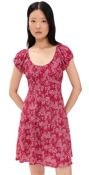 Madewell Textured Crepe Scoop Neck Mini Dress Harper Floral Red White 14