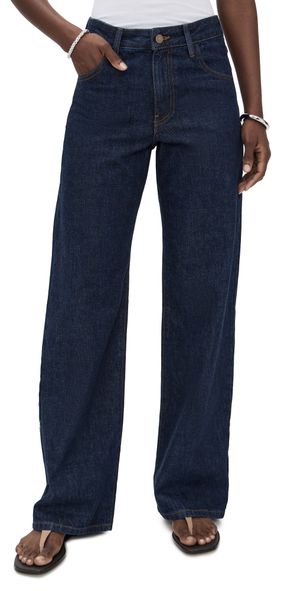 Enza Costa Relaxed Straight Leg Jeans Dark Rinse 0