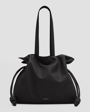 Flamenco Large Clutch Bag in Napa Leather with Golden Foil Anagram