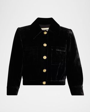 Jia Cropped Velvet Jacket