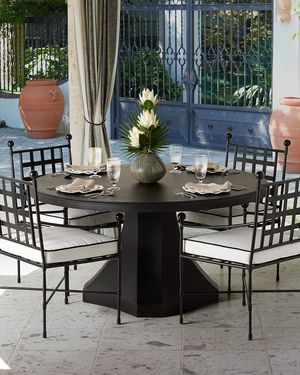 Round Outdoor Pedestal Dining Table, Matte Black