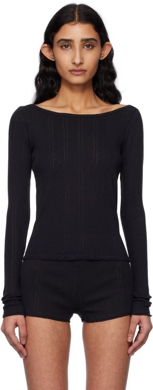 Cou Cou T-shirt noir à col bateau