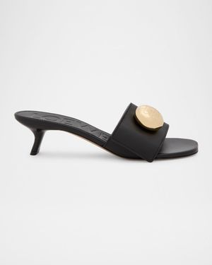Pebble Leather Slide Sandals