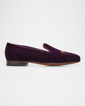 Men's Alonzo Embroidered Velvet Slippers
