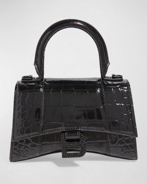 Hourglass XS Croc-Embossed Bag