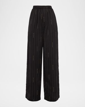 Logo Striped Satin Wide-Leg Pyjama Pants