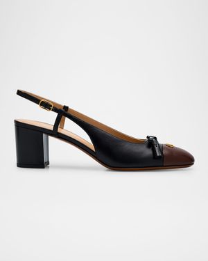 Valet Du Roi VLogo Leather Slingback Pumps