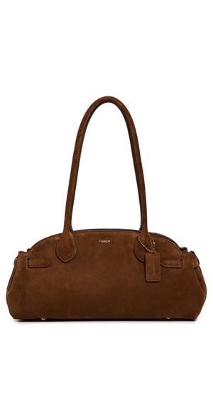 Coach Suede Empire Carryall 34 Tote B4/Warm Brown One Size