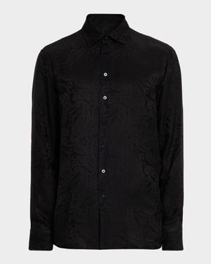 Men's Tonal Paisley Viscose and Silk Sport Shirt