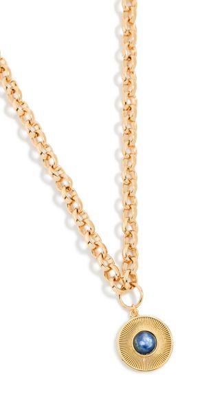 Alexa Leigh Blue Tiger Eye Sunburst Necklace Yellow Gold One Size