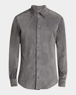 Men's Suede Button-Down Shirt