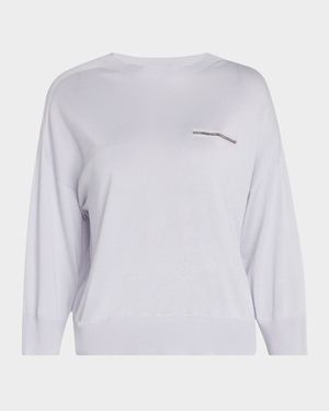 Cashmere and Silk Chain-Trim Knit Sweater