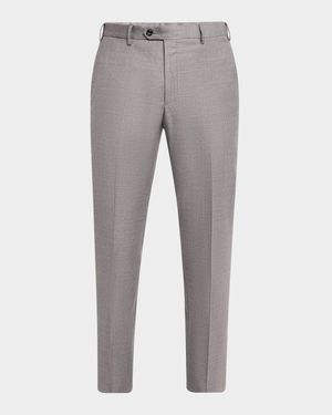 Men's Wool Flat-Front Trousers