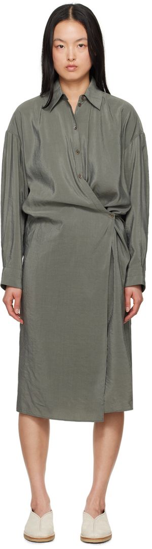 LEMAIRE Gray Twisted Midi Dress