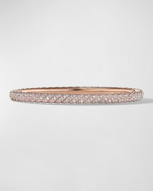 Sculpted Cable Bracelet with Diamonds in 18K Rose Gold, 4.5mm