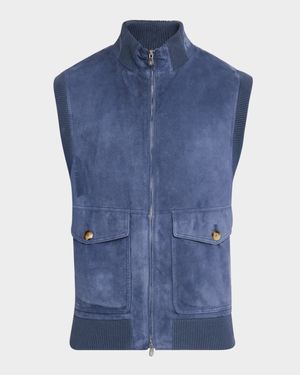 Men's Suede Full-Zip Vest