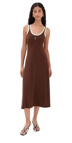 Rosetta Getty Contrast Rib Tank Dress Sepia S