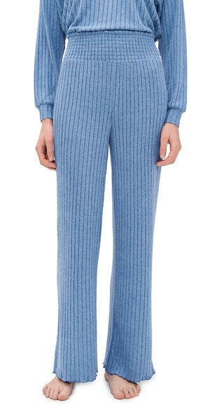 Z Supply Dawn Smocked Rib Pants Oceanic Blue XS